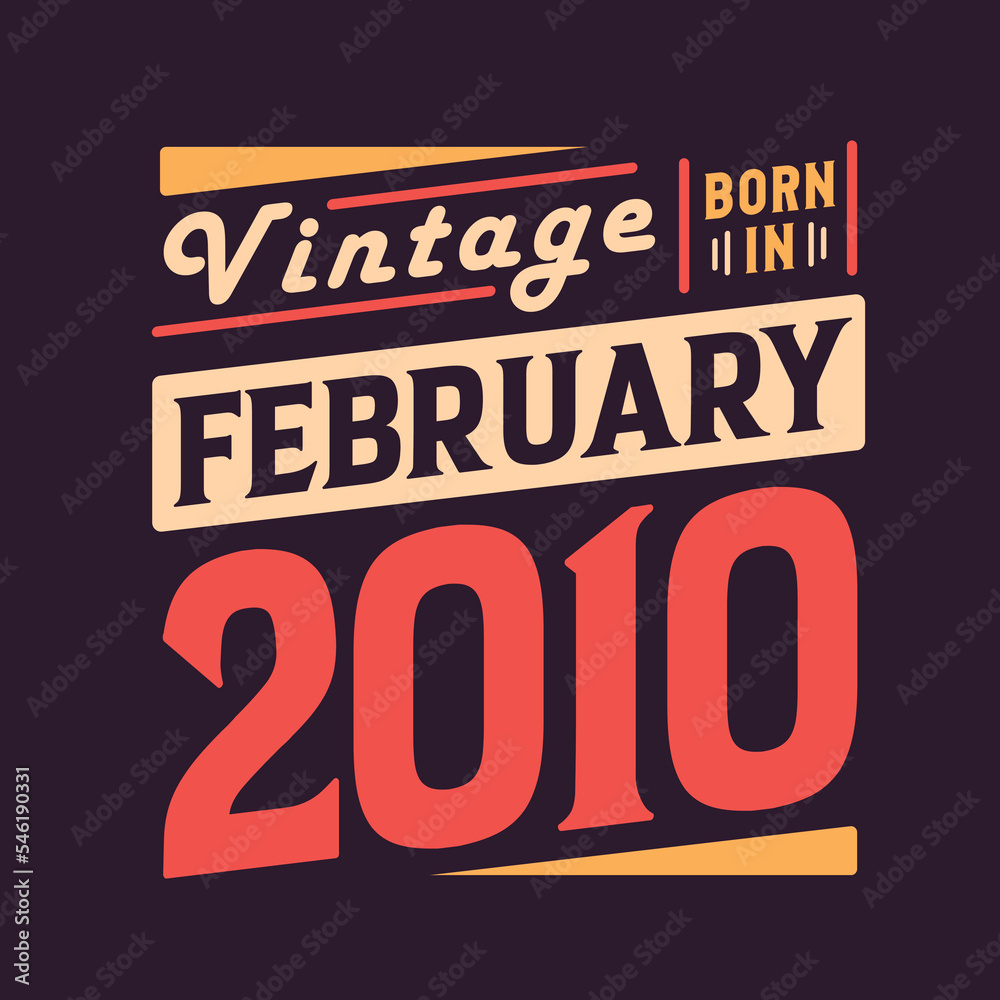 Obraz premium Vintage born in February 2010. Born in February 2010 Retro Vintage Birthday