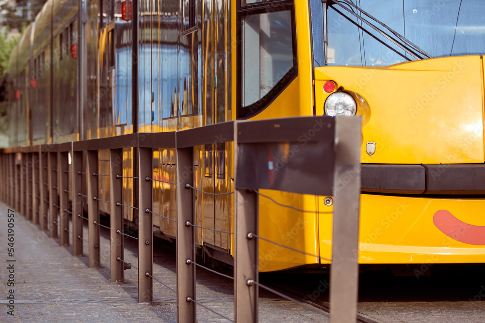 Fototapeta premium Tram tramway public transportation in Budapest, Hungary.
