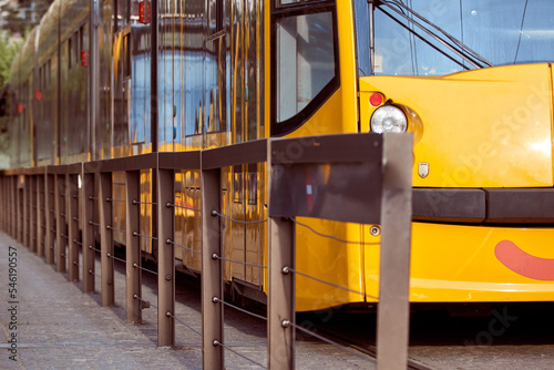 Tram tramway public transportation in Budapest, Hungary.