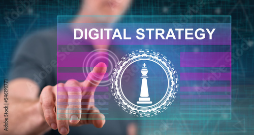 Man touching a digital strategy concept