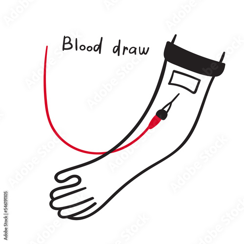 Medical concept. Blood draw. Vector outline icon.