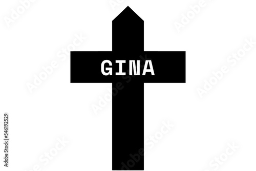 Gina: Illustration eines schwarzen Kreuzes mit dem Vornamen Gina photo