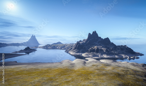 ocean mounain fantasy landscape