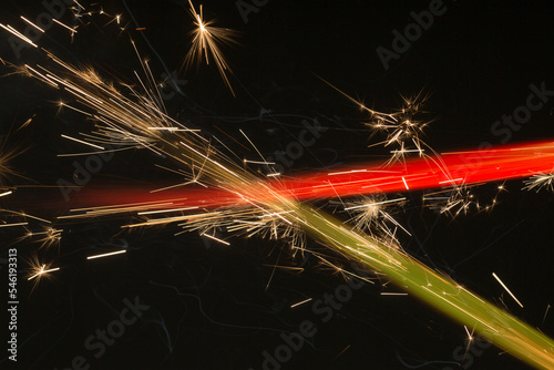 abstract flames with sparks close up