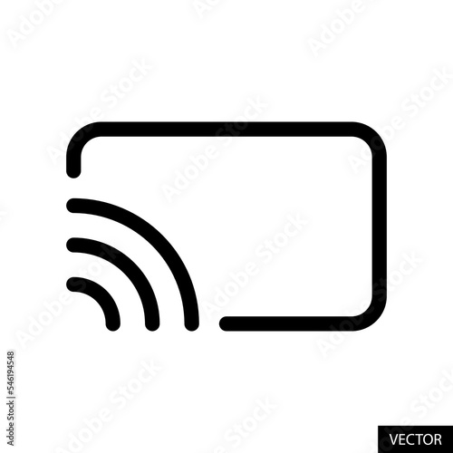 Screencast or Screen mirroring vector icon in line style design for website design, app, UI, isolated on white background. Editable stroke. Vector illustration.