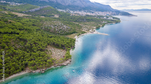 Aerial view of Brela insummer, Croatia
