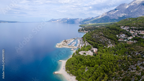 View of Tucepi waterfront in Krvavica, Dalmatia region of Croatia
