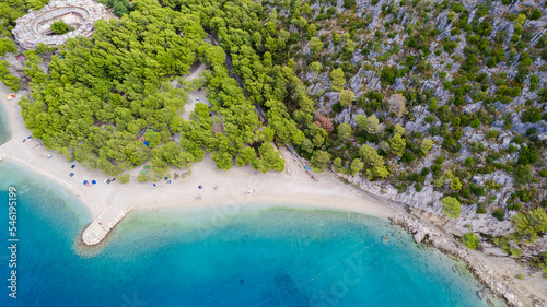 A panorama view of the beautiful "Plaža Ramova" beach on, Makarska Croatia