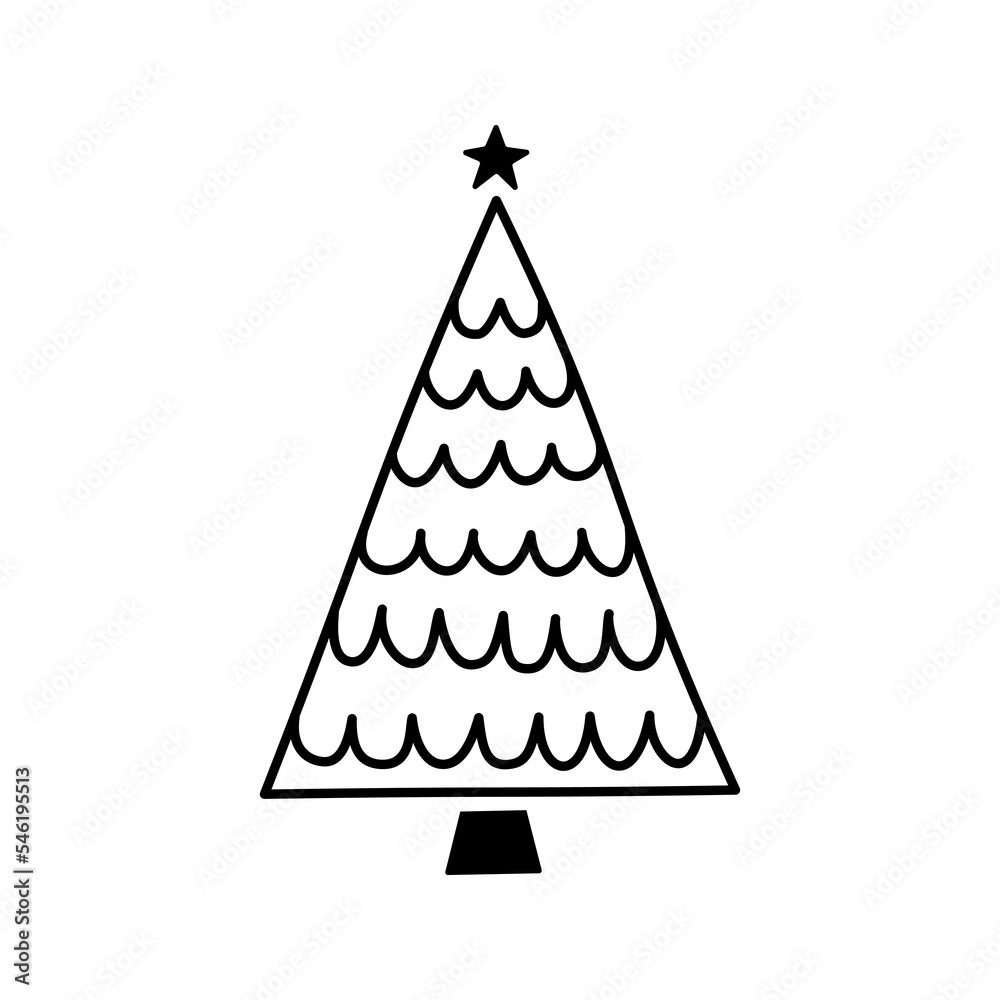 Linear hand drawn christmas tree vector illustration Linear hand drawn christmas tree vector illustration