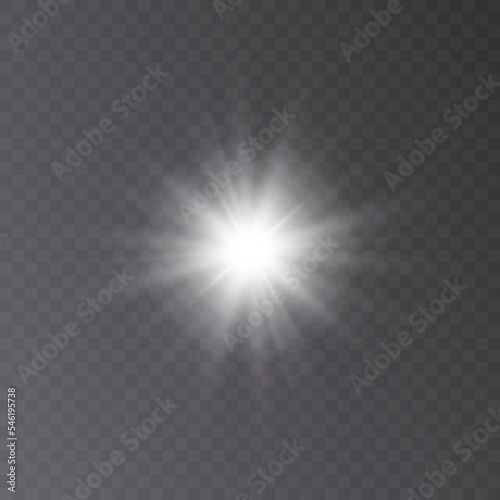 Christmas star, light effect for vector illustrations.