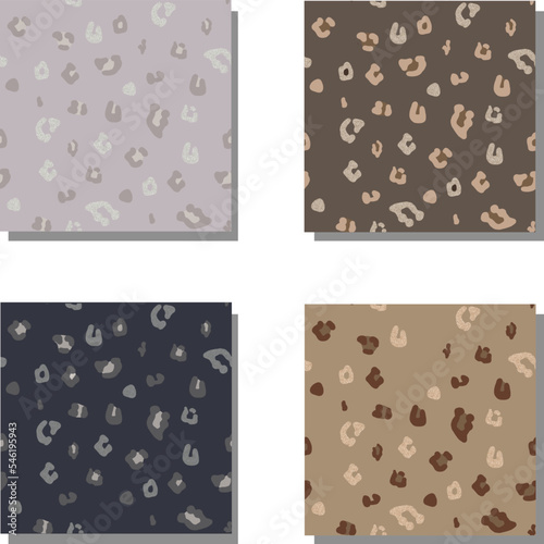 Glitter leopard prints soft color seamless pattern design in brown and blue suitable for high end elegant apparel fashion printed textile