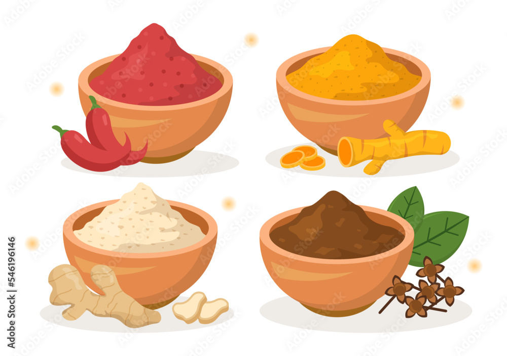 Spice Shop with Different Hot Spices, Condiment, Exotic Fresh Seasoning and Traditional Herbs in Flat Cartoon Hand Drawn Templates Illustration Spice Shop with Different Hot Spices, Condiment, Exotic Fresh Seasoning and Traditional Herbs in Flat Cartoon Hand Drawn Templates Illustration