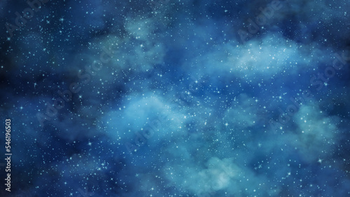 手描きの水彩の星空、夜空、キラキラ背景