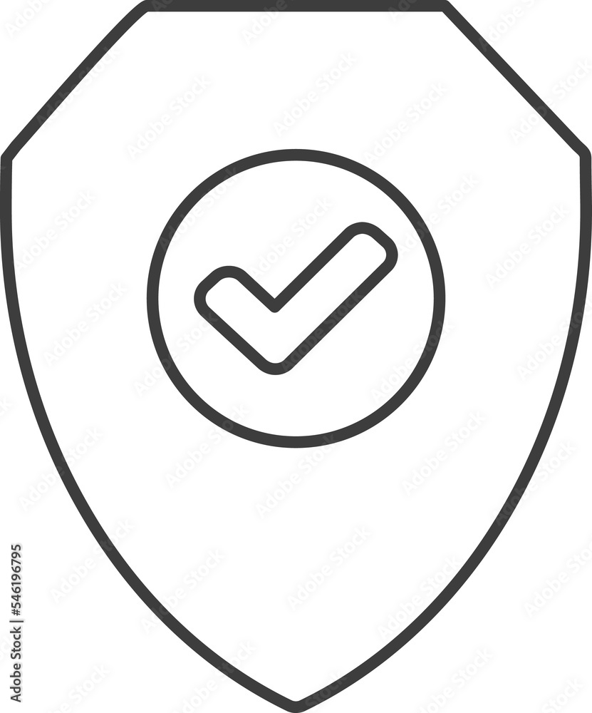 Shield check mark thin line icon, Social icon set. Shield check mark thin line icon, Social icon set.