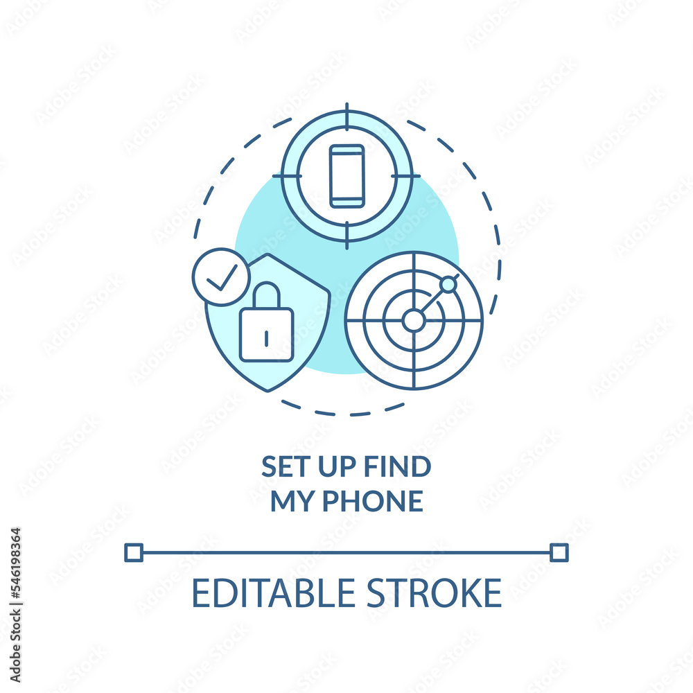 vecteur-stock-set-up-find-my-phone-turquoise-concept-icon-pinpoint