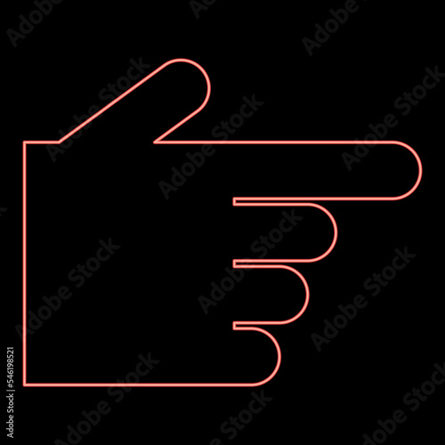 Neon pointing hand red color vector illustration image flat style