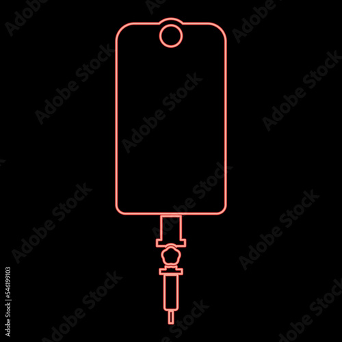 Neon dropper package bottle installator red color vector illustration image flat style photo