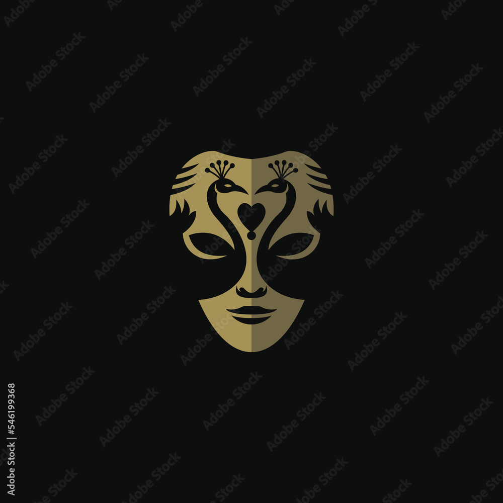 Peacock mask logo template vector, Perfect to use for theatre, opera, carnival, halloween etc.