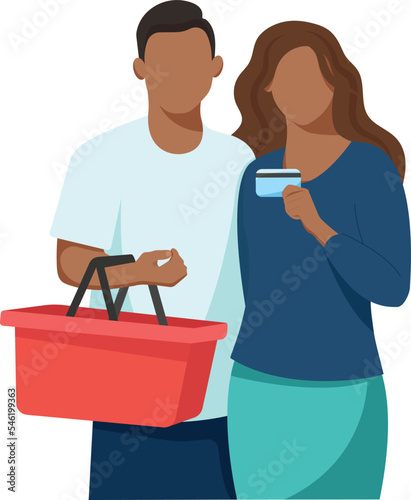 Black family couple on shopping
