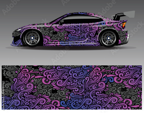Car wrap design vector. Graphic abstract stripe racing background kit designs for wrap vehicle  race car  rally  adventure and livery