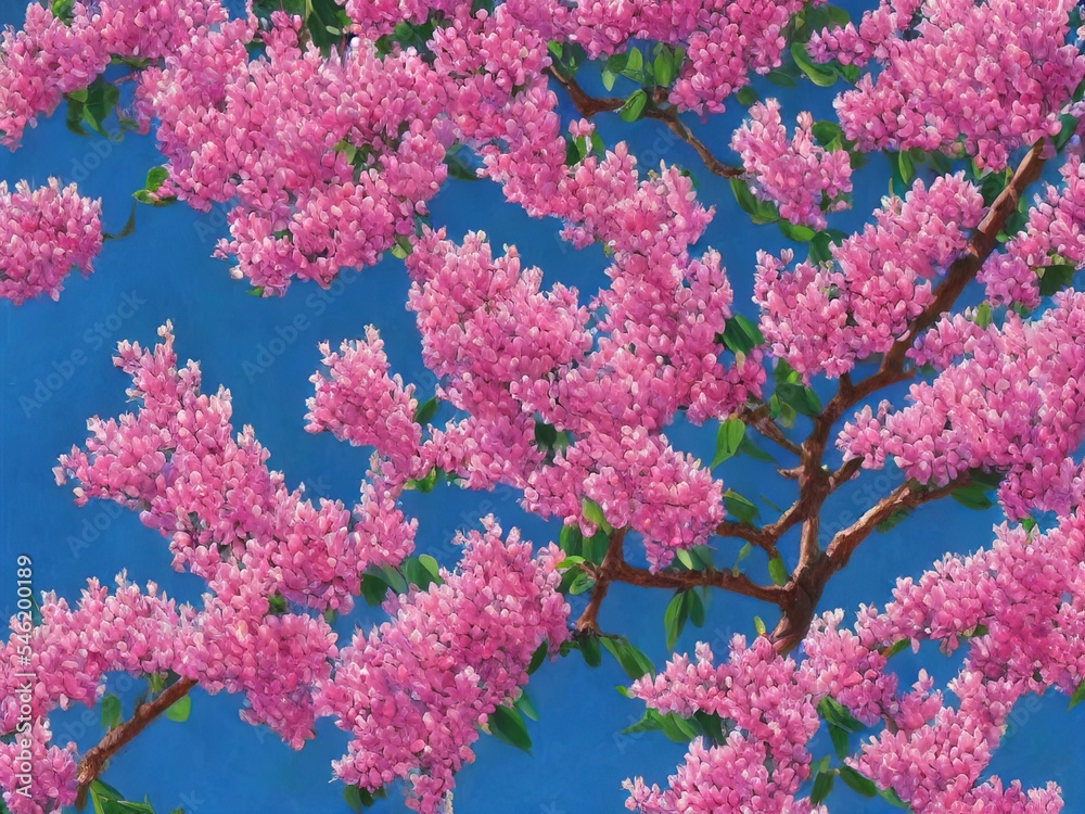 Black Diamond Blush Crape Myrtle Tree with Flowers – Tree Botanical Painting Black Diamond Blush Crape Myrtle Tree with Flowers – Tree Botanical Painting