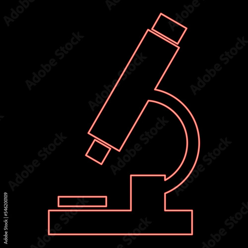 Neon microscope red color vector illustration image flat style