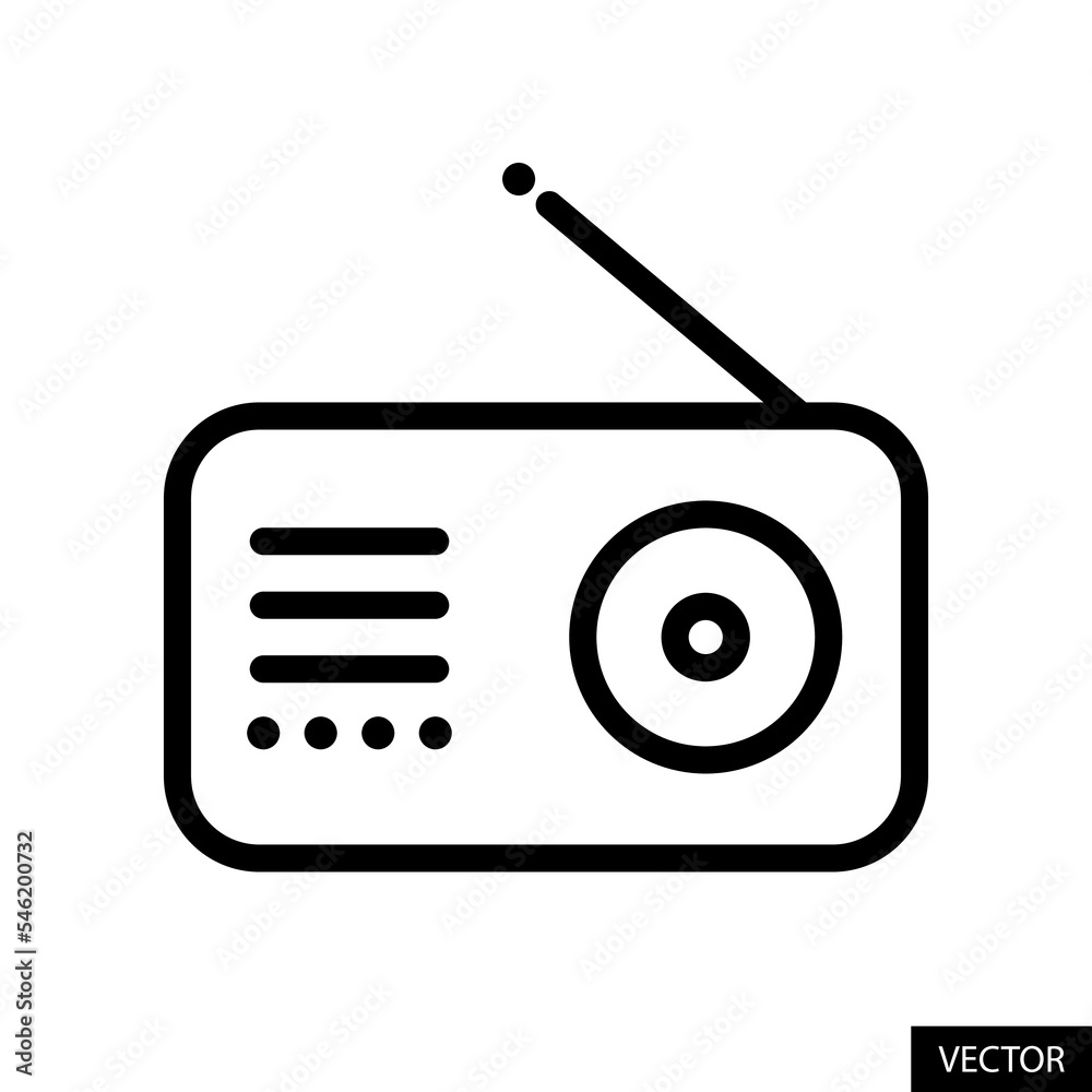 Radio vector icon in line style design for website design, app, UI, isolated on white background. Editable stroke. Vector illustration. Radio vector icon in line style design for website design, app, UI, isolated on white background. Editable stroke. Vector illustration.