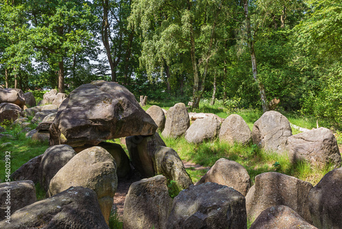 Side view of Dolmen 25a-c known as the Kleinenkneter Stones in Wildeshausen