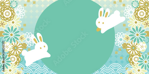 かわいいウサギのバナーデザイン 1:2 文字なし 長方形 ベクター 素材
