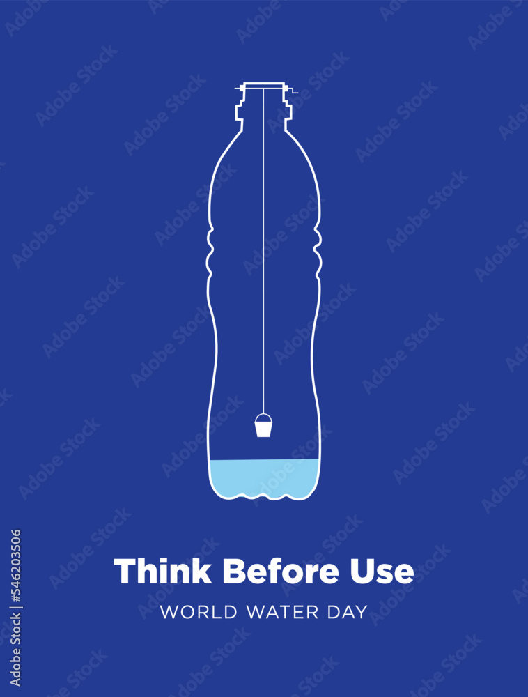 Save Drinking water concept art for World Water Day on 22 march poster
