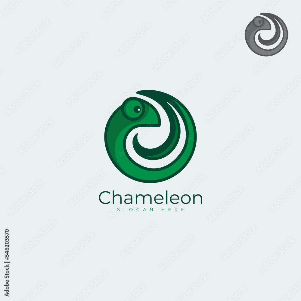 Obraz premium Abstract circle green Chameleon logo symbol icon