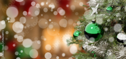 Christmas background with christmas decoration - 3d rendering © Production Perig