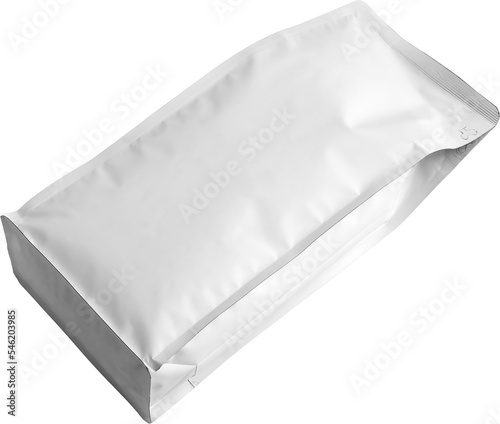 Mockup big white coffee pouch, png, stabilo pack for tea.