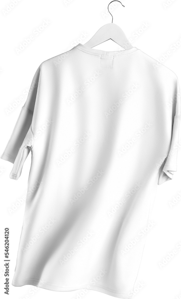 Mockup of an oversized white t-shirt, png, clothes on a hanger, back Mockup of an oversized white t-shirt, png, clothes on a hanger, back