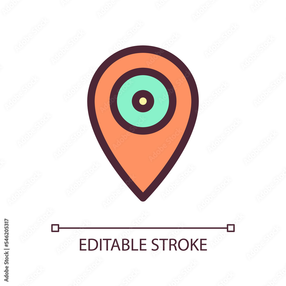 Location mark pixel perfect RGB color ui icon. Navigation service. Simple filled line element. GUI, UX design for mobile app. Vector isolated pictogram. Editable stroke. Arial font used Location mark pixel perfect RGB color ui icon. Navigation service. Simple filled line element. GUI, UX design for mobile app. Vector isolated pictogram. Editable stroke. Arial font used