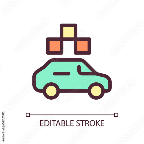 Taxi with checker pixel perfect RGB color ui icon. Passenger vehicle order. Simple filled line element. GUI, UX design for mobile app. Vector isolated pictogram. Editable stroke. Arial font used