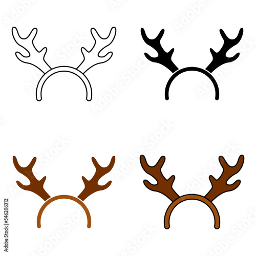 Set of Christmas headband in flat style isolated