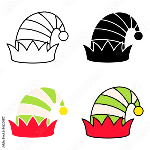 Set of Elf hat isolated on white background