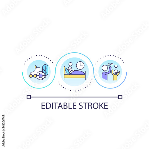 Offline activity loop concept icon. Reduce screen time. Digital detox. How to stop doomscrolling abstract idea thin line illustration. Isolated outline drawing. Editable stroke. Arial font used