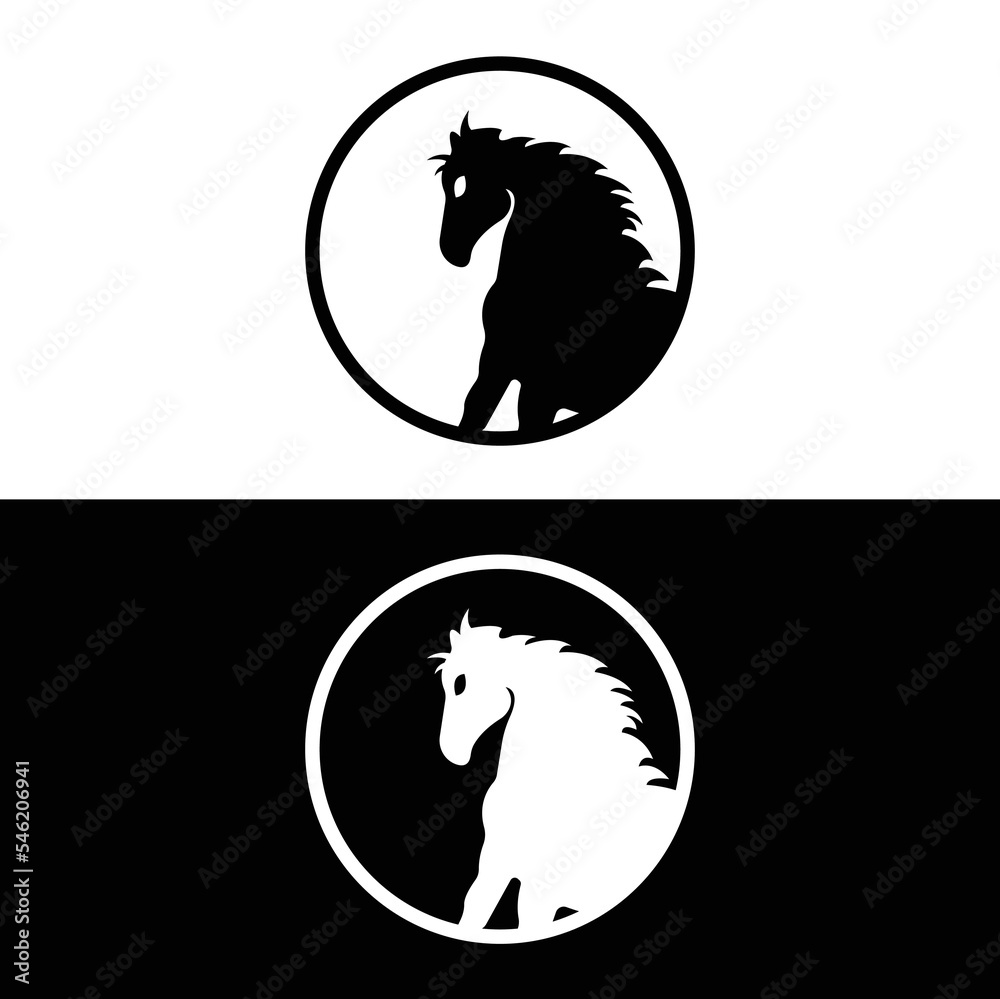 Fototapeta premium Circle horse animal logo design 