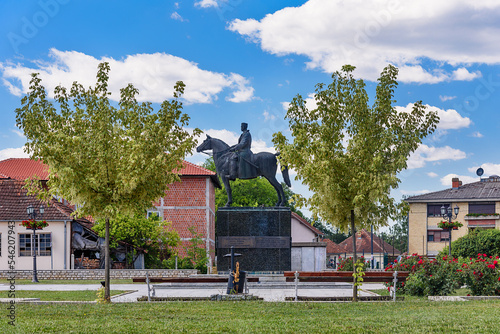 Mionica, Serbia - July 13, 2021: The central square in the city of Mionica in Serbia photo