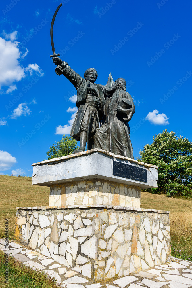 Gornji Milanovac, Serbia - July 13, 2022: Historic Landmark Second Serbian Uprising at Takovo Memorial Park. Milos Obrenovic Leader