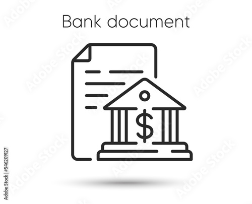 Bank document line icon. Government decree sign. Loan agreement symbol. Illustration for web and mobile app. Line style bank decree icon. Editable stroke credit document. Vector