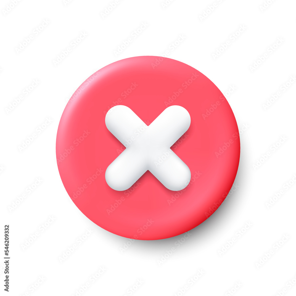 3d rejection icon. Cancel cross or delete sign. Forbidden x symbol. Illustration for web and mobile app. Red 3d cancel icon. Error cross button, close element. Wrong answer sign. Vector 3d rejection icon. Cancel cross or delete sign. Forbidden x symbol. Illustration for web and mobile app. Red 3d cancel icon. Error cross button, close element. Wrong answer sign. Vector