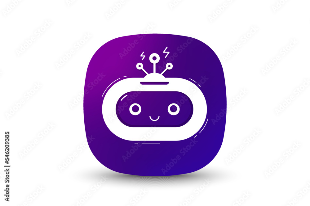 Chatbot Ai icon. Robot virtual assistance for chat. Gradient button with web bot icon. Chatbot artificial intelligence. Sms service bot, web robot for online chat communication. Vector Chatbot Ai icon. Robot virtual assistance for chat. Gradient button with web bot icon. Chatbot artificial intelligence. Sms service bot, web robot for online chat communication. Vector