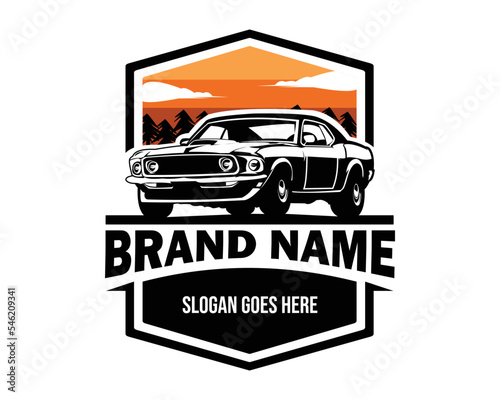 Muscle car logo - vector illustration, emblem design on white background