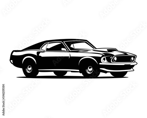 Muscle car silhouette logo vector concept badge emblem isolated