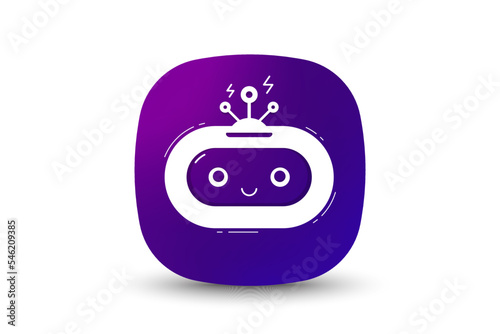 Chatbot Ai icon. Robot virtual assistance for chat. Gradient button with web bot icon. Chatbot artificial intelligence. Sms service bot, web robot for online chat communication. Vector