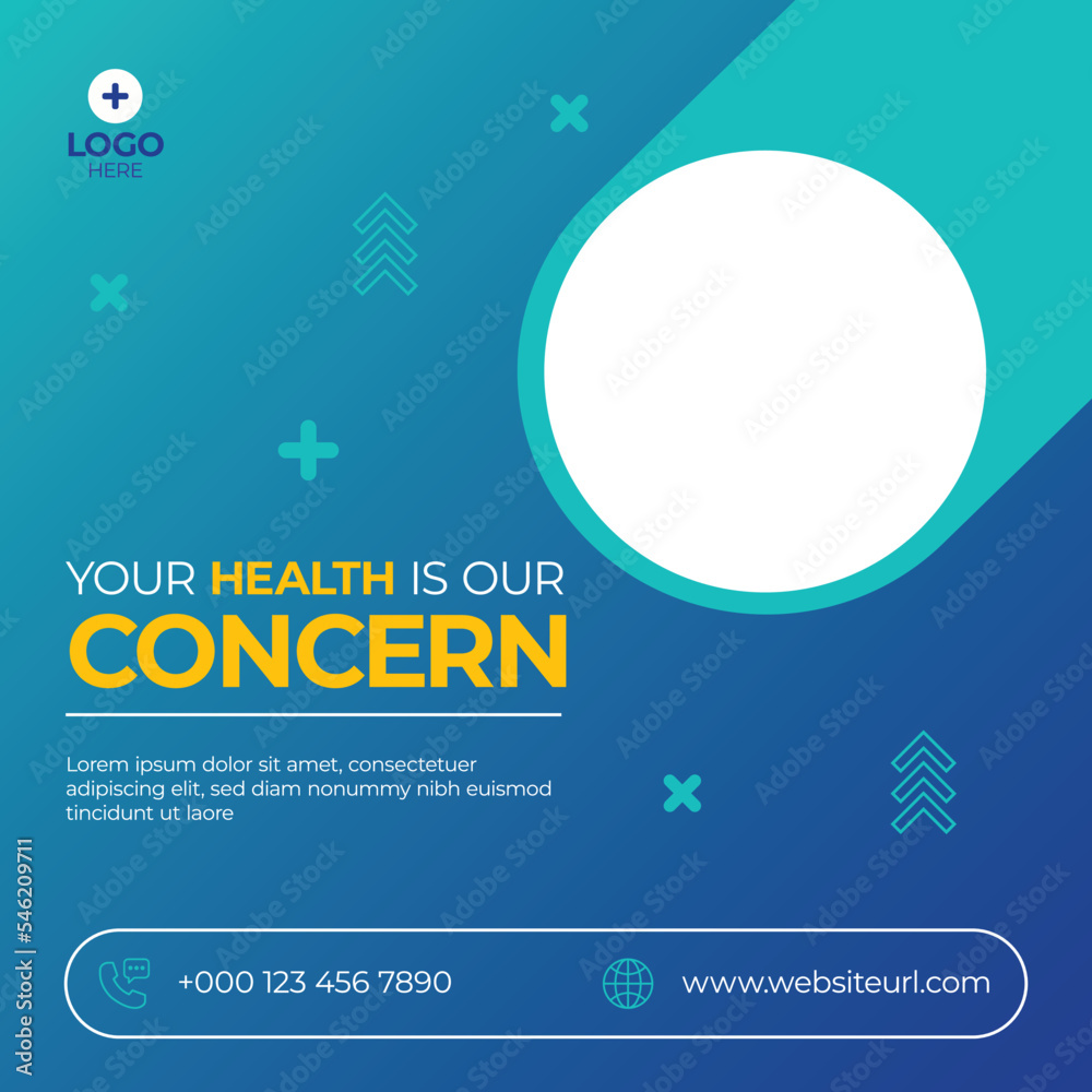 Fototapeta premium Gradient Medical Health Social media Template.Social media, flyer, and banner