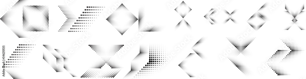 Fototapeta premium Linear halftone dots .Design elements for posters, social media, promotion, flyer, covers .Dotted elements .vector illustration